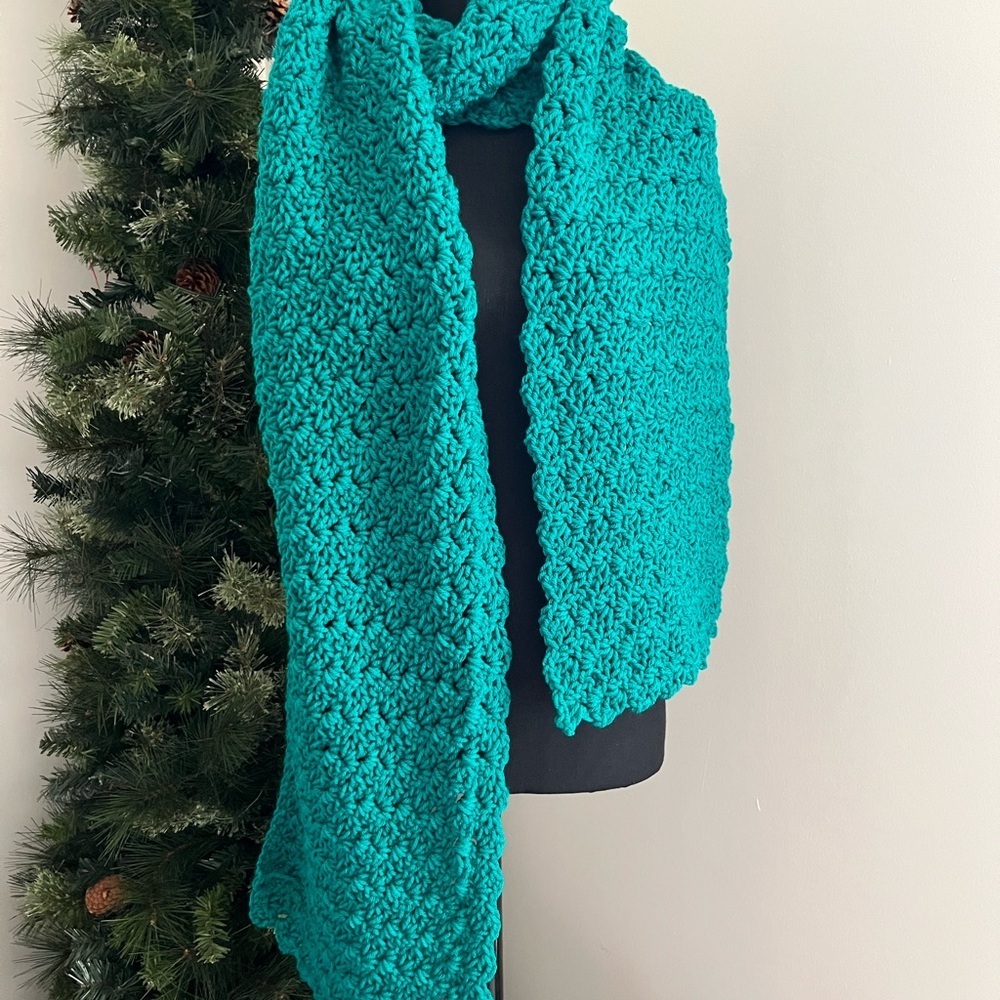 Chic Teal Crochet Scarf/Wrap/Shawl - Picture 2 of 5